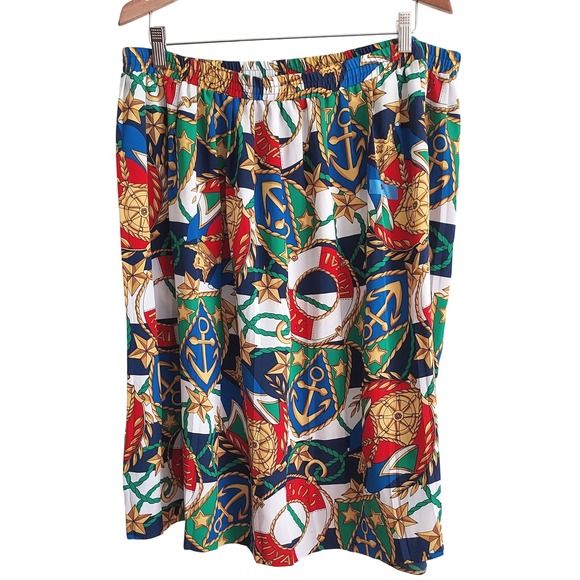 Andrea Gayle Collections Dresses & Skirts - Andrea Gayle‎ Collections Nautical Print Skirt 2X Plus Size Rope Anchor
